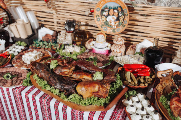 istock Snacks at the wedding, cossack table at the Ukrainian wedding. 2032623329