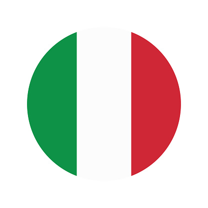 The flag of Italy. Flag icon. Standard color. Round flag. Computer illustration. Digital illustration. Vector illustration.