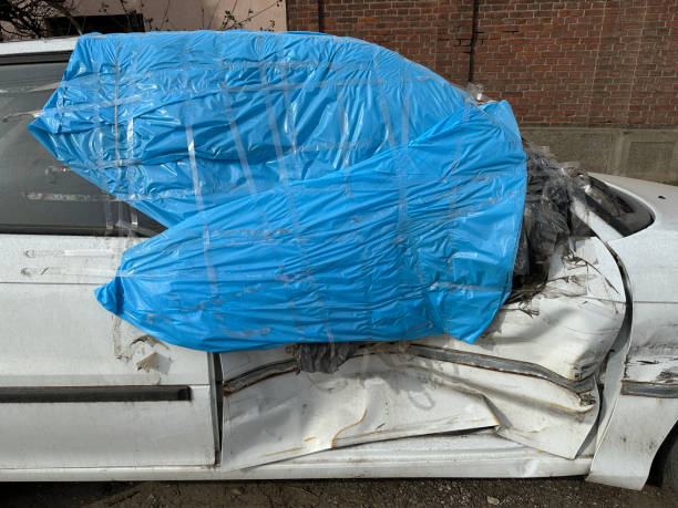 istock Car with broken door after an accident 2032637611