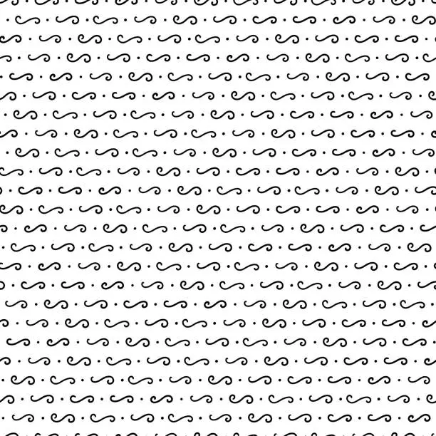 Vector illustration of Abstract seamless pattern. Stylish monochrome doodles. Hand drawn pattern