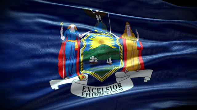 Animated State Of New York Flag Animation Stock Video Textured 3d Rendered