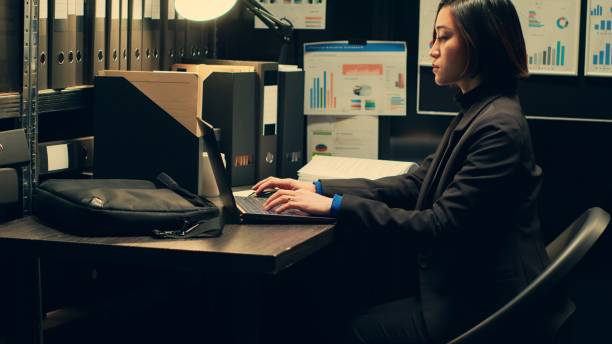 istock Law agent studying criminal case files and statements 2032661349