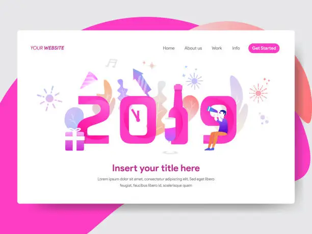 Vector illustration of Happy New Year 2019 Illustration for Homepage