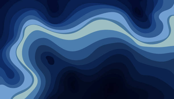 векторная абстрактная синяя текучесть движущиеся полосы лента жидкие эффекты фон - fluidity water wave wave pattern stock illustrations