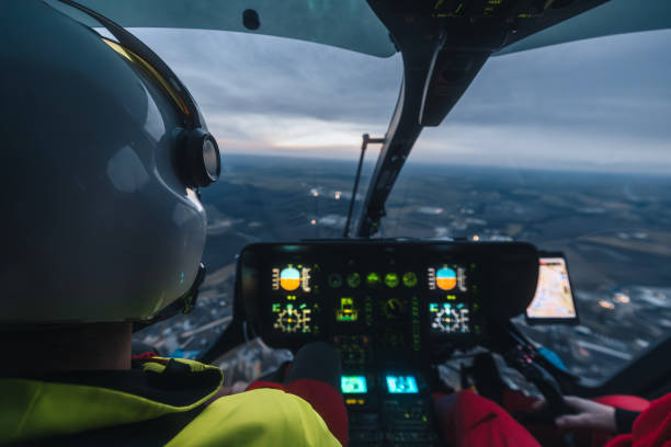istock Helicopter emergency medical service flying at dusk 2032687629