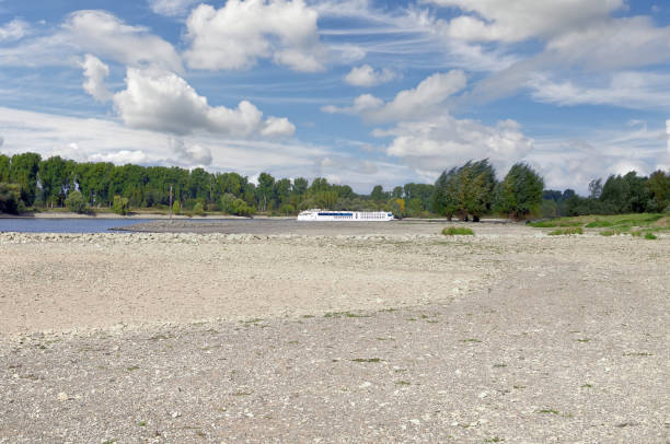 low water at Rhine River,North Rhine Westphalia,Germany