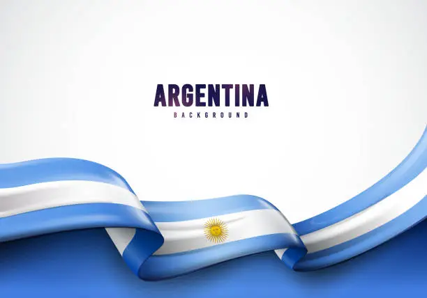 Vector illustration of Waving Argentine Flag. Argentina Concept Background.