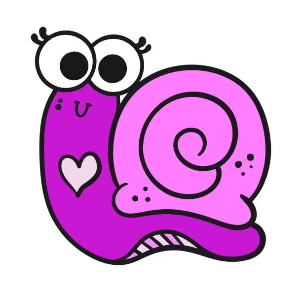 Vector illustration of Cute little snail cartoon isolated on white