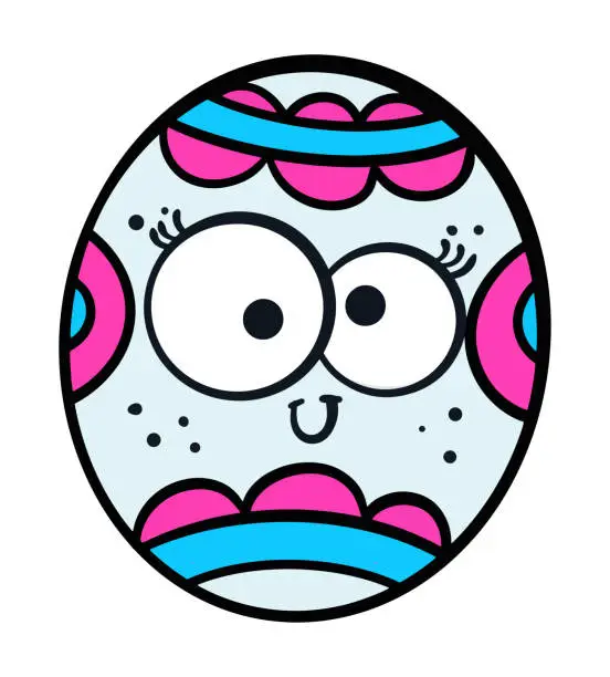 Vector illustration of Funny decorated easter egg cartoon isolated on white