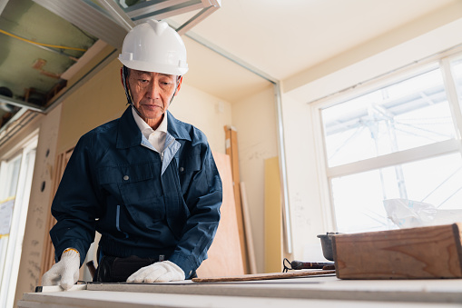 Carpenter working at his workbench