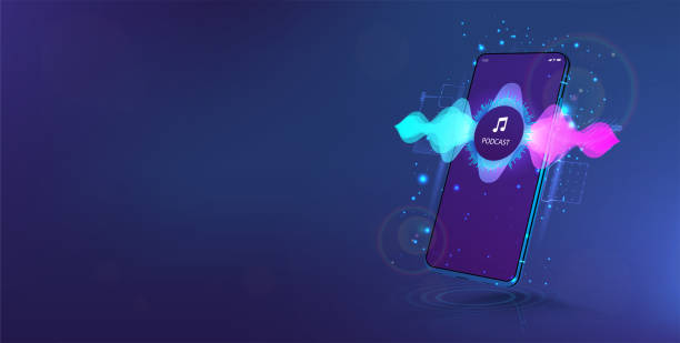 istock Voice assistant in smartphone. Mobile phone Mockup with sound wave 2032790342