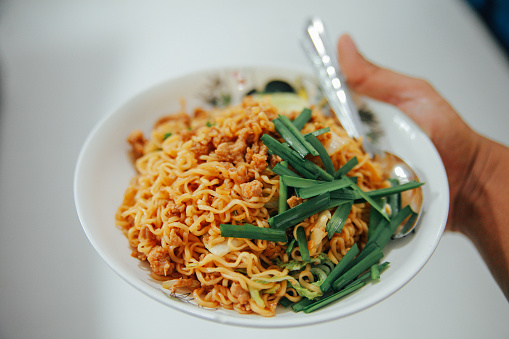 Thai stir fried noodle close up