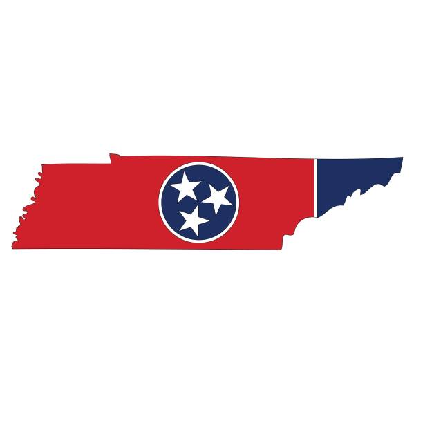 istock Tennessee. Outline of the map state with flag 2032849784