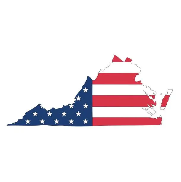 Vector illustration of Virginia. Outline of the map state with flag