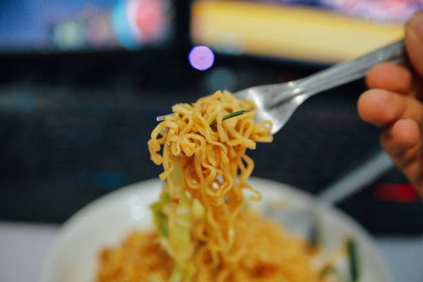 Thai stir fried noodle close up