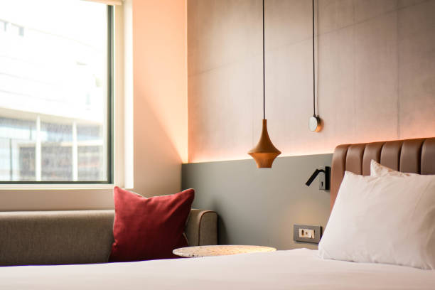 Illuminated Lamp Shade In Hotel Room