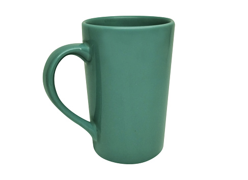 Green cup on white background