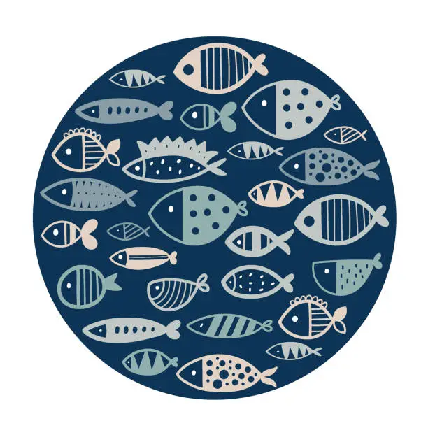 Vector illustration of Blue fish.
