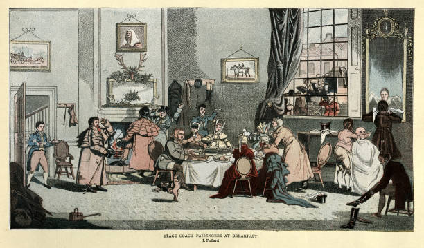 istock Stage coach passengers at Breakfast, in an coaching Inn,  early 19th Century travel, after J Pollard 2032986451