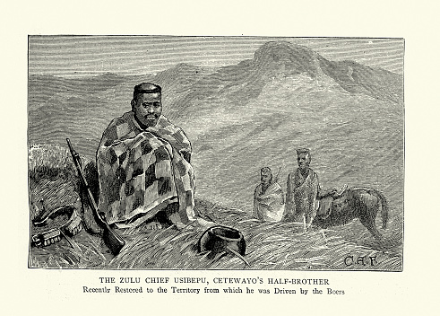 Vintage illustration,  Zulu Chief Usibepu, Cetewayo's half brother, 1880s 19th Century