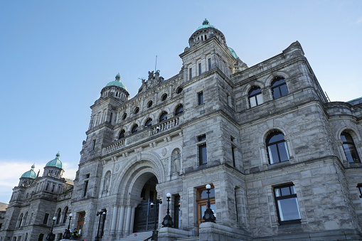 The Legislative Assembly Parliament Building of British Columbia on Vancouver Island in Victoria, British Columbia, Canada.