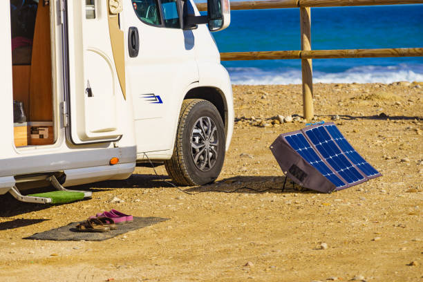 istock Solar photovoltaic panel at caravan 2033031775