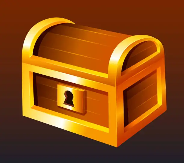 Vector illustration of Treasure chest. Vector 3D illustration isolated on color background.