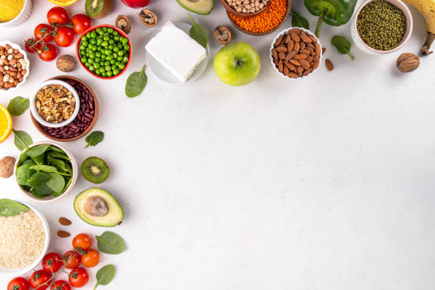 istock Portfolio Diet, balanced vegan food background 2033098460