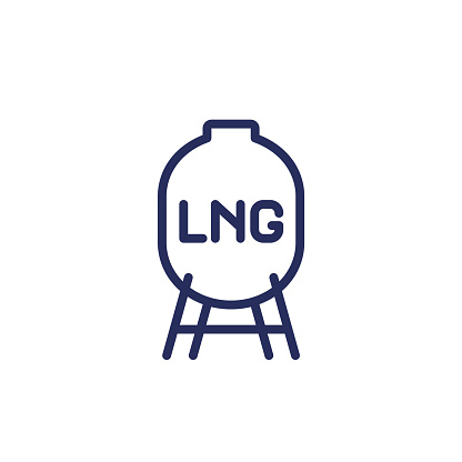 lng tank icon, industrial gas storage line vector