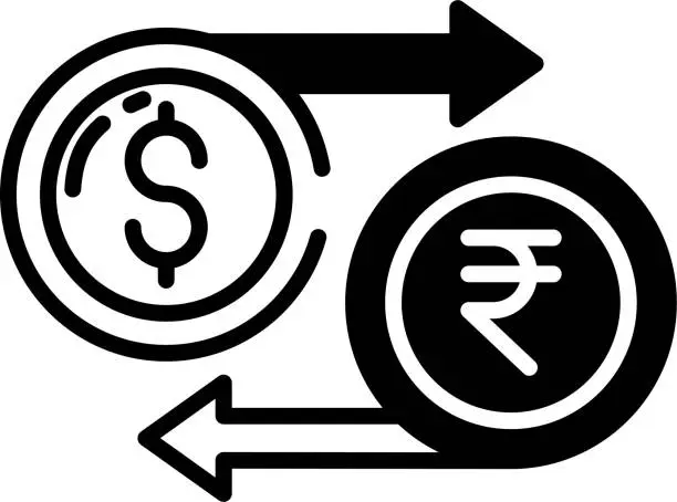 Vector illustration of Currency exchange glyph and line vector illustration