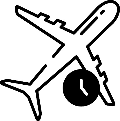 Flight Timings glyph and line vector illustration