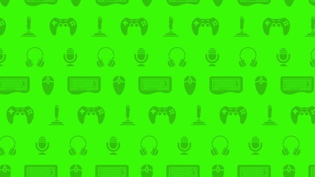 Moving Video Games Icons, Animated Green Background