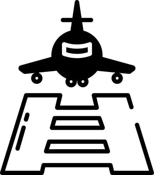 Vector illustration of Runway glyph and line vector illustration