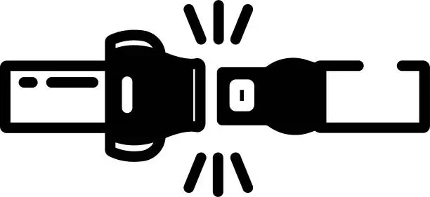 Vector illustration of Seatbelt glyph and line vector illustration