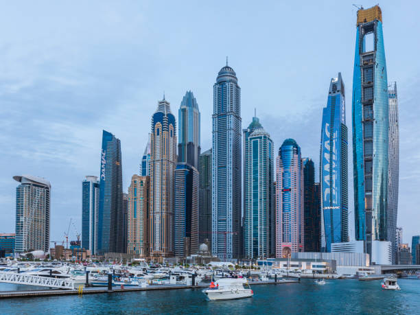 DUBAI, UAE- February 05 2024: Skyscrapers at Dubai Marina.