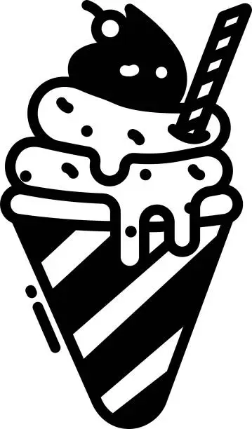 Vector illustration of popsicle glyph and line vector illustration