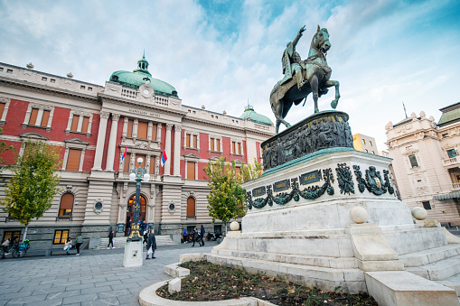 20 November 2023, Belgrade, Serbia: Famous national museum at central square in old town