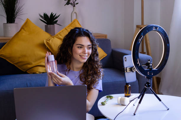 istock Beauty Blogger with Cosmetics During Vlog 2033188868