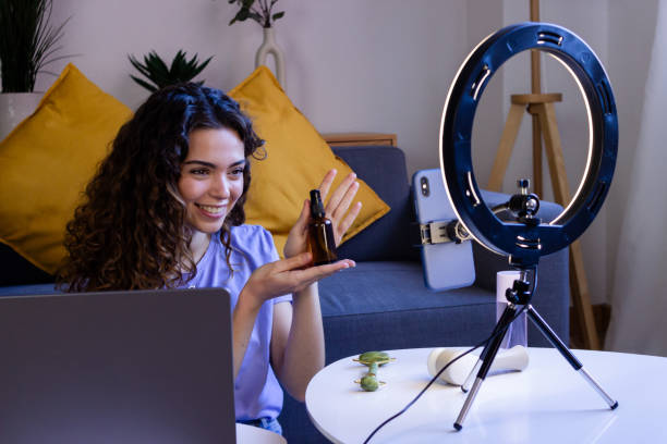 istock Woman Vlogging Beauty Products 2033193111