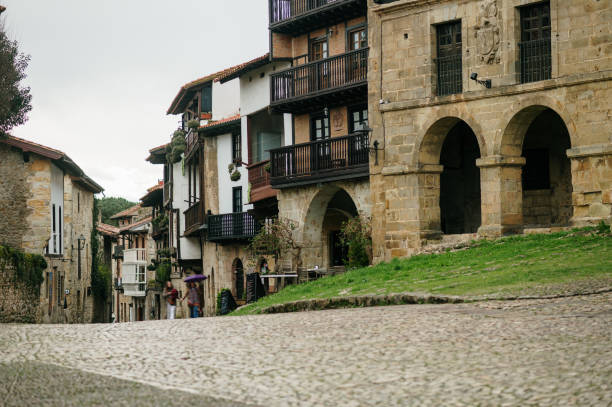 A street in the medieval town of Santillana del Mar in Cantabria, Spain