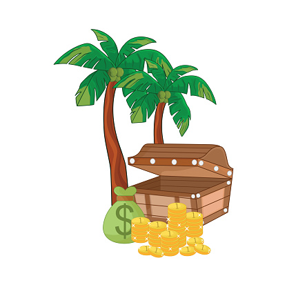 treasure chest on island