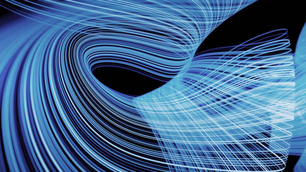 istock 3DCG of blue neon waves, lines and threads. abstract CG background. 2033301234