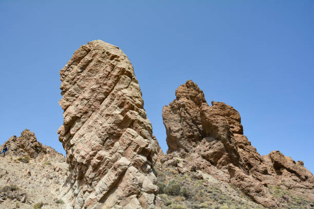 The bizarrely shaped Roque Cinchado rock of volcanic rock in Teide National Park on the Canary Island of Tenerife, Spain