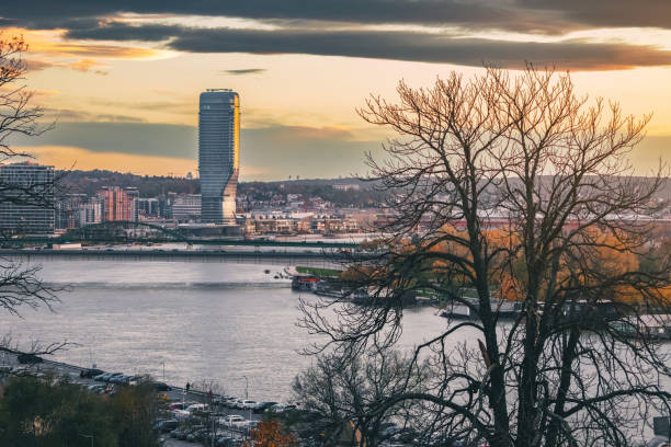 23 November 2023, Belgrade, Serbia: Explore Belgrade's skyline with Kula tower, a popular architectural landmark in Serbia's capital.