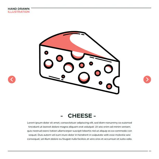 Vector illustration of Cheese Hand Drawn Icon Design