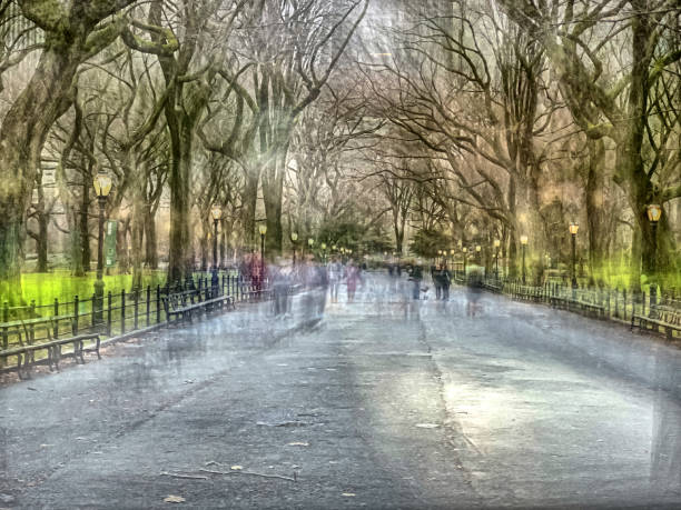 The Mall in Central Park, New York City, blurry vision