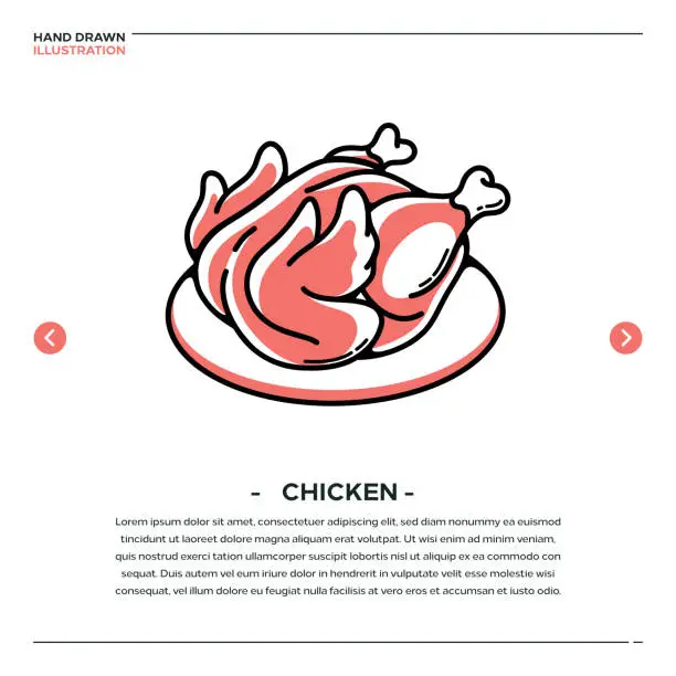 Vector illustration of Chicken Meat Hand Drawn Icon Design