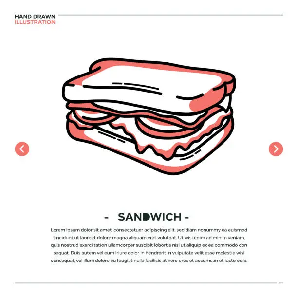 Vector illustration of Sandwich Hand Drawn Icon Design