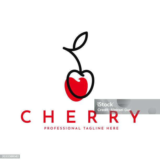Red Cherry Sign Abstract Berry Stock Illustration - Download Image Now ...
