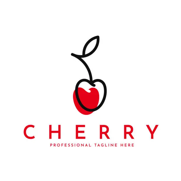 Vector illustration of Red cherry sign. Abstract berry